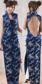 Sleeveless Brocade/Embroidery-Gauze Long-length Cheongsam (CM)