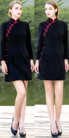 Long-sleeve Short-length Velvet Cheongsam (CM)