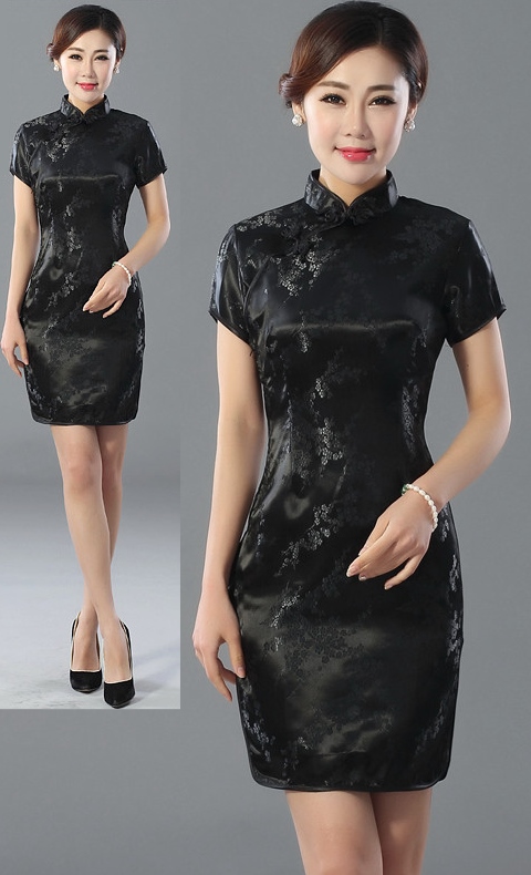 Short-sleeve Short Brocade Cheongsam Dress