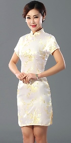 Short-sleeve Short Brocade Cheongsam Dress