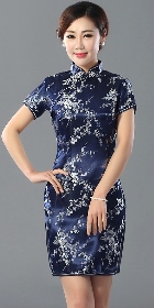 Short-sleeve Short Brocade Cheongsam Dress