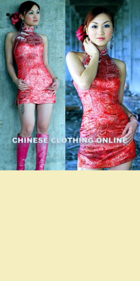 Cut-in Shoulders Bareback Short-length Cheongsam (CM)