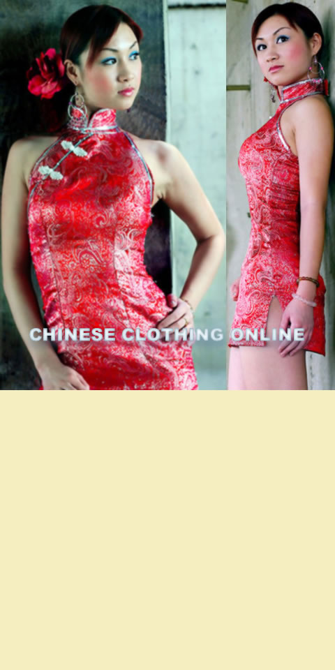 Cut-in Shoulders Bareback Short-length Cheongsam (CM)