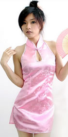 Cut-in Shoulders Bareback Short-length Cheongsam (CM)