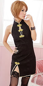 Cut-in Shoulders Bareback Short Sexy Cheongsam (CM)