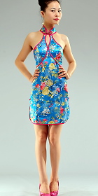 Cut-in Shoulders Bareback Short-length Cheongsam (CM)