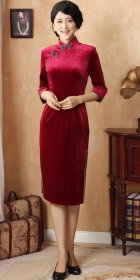 3/4-sleeve Mid-length Cheongsam (CM)