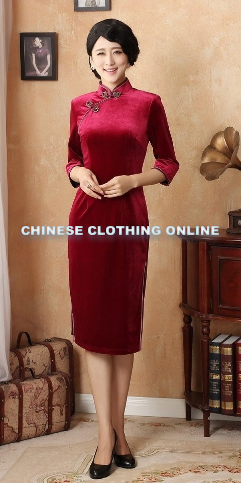 3/4-sleeve Mid-length Cheongsam (CM)