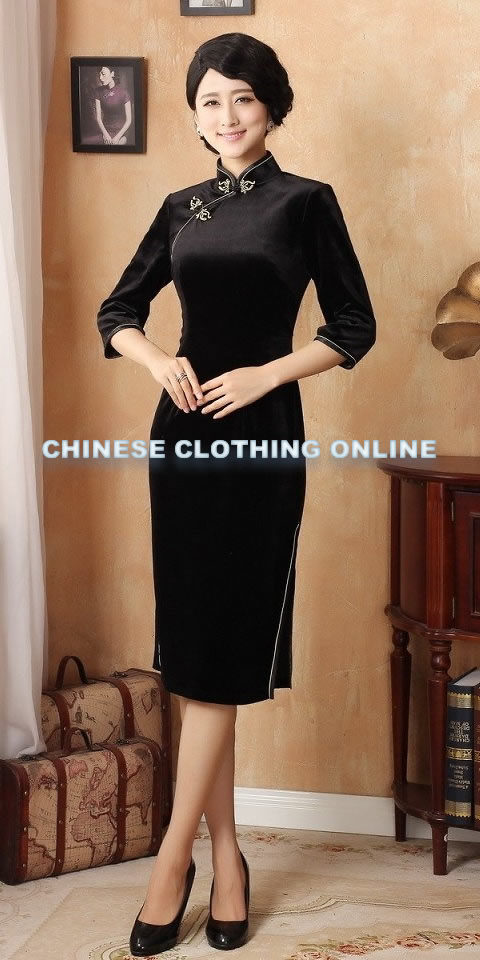 3/4-sleeve Mid-length Cheongsam (CM)