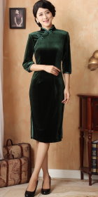 3/4-sleeve Mid-length Cheongsam (CM)