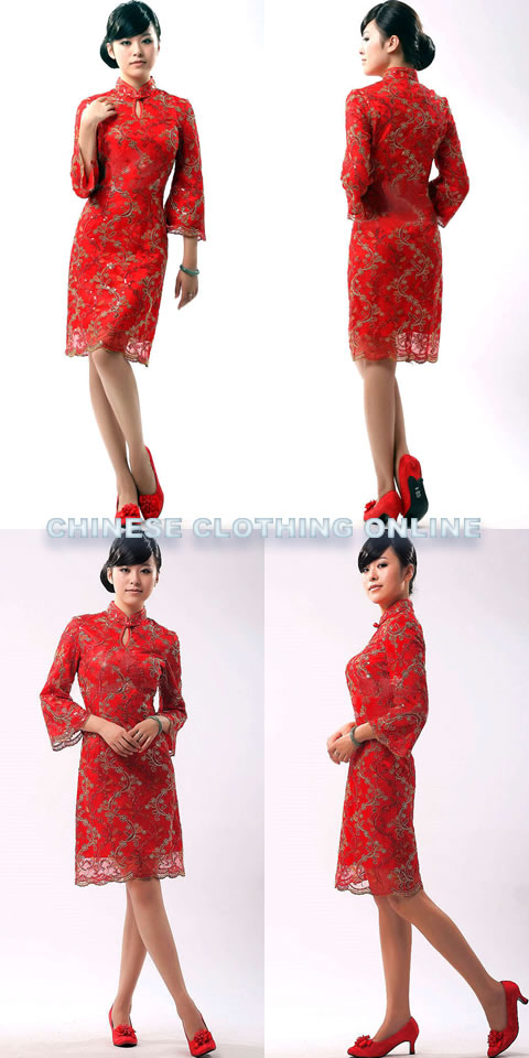 3/4-sleeve Mid-length Cheongsam (CM)