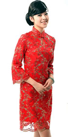 3/4-sleeve Mid-length Cheongsam (CM)