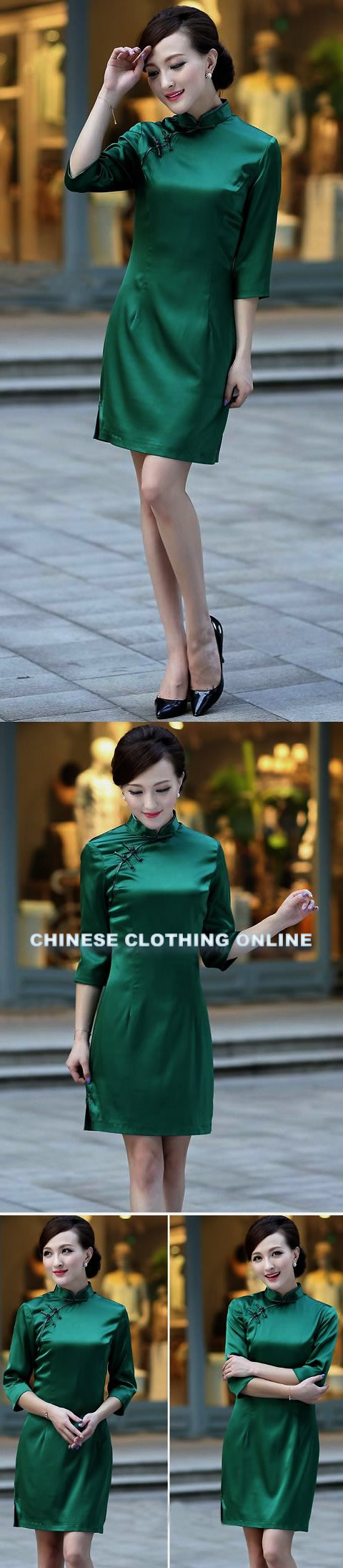 3/4-sleeve Mid-length Cheongsam (CM)