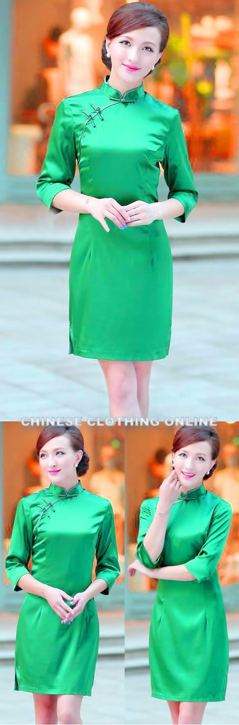 3/4-sleeve Mid-length Cheongsam (CM)