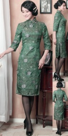 3/4-sleeve Mid-length Cheongsam (CM)