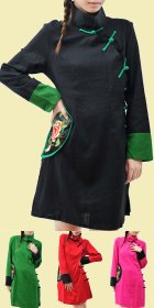 Ethnic Long-sleeve Embroidery Patch Dress (CM)