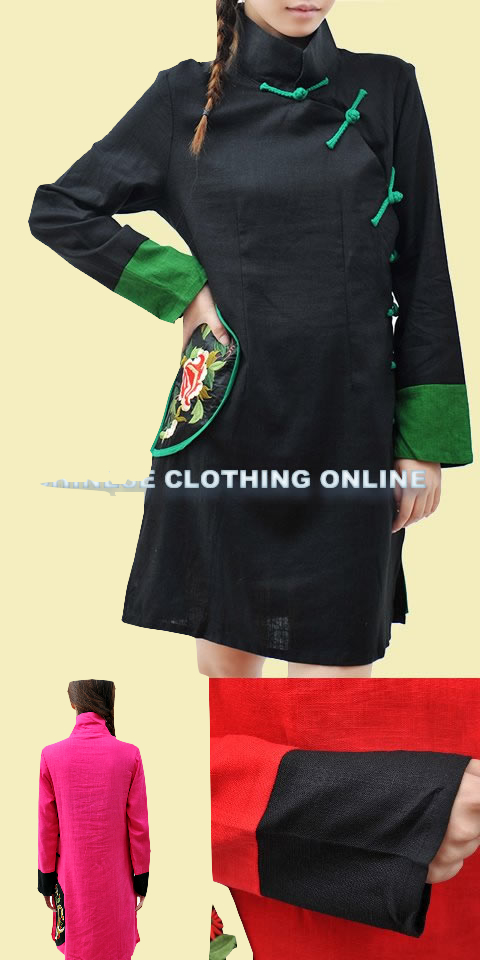 Ethnic Long-sleeve Embroidery Patch Dress (CM)