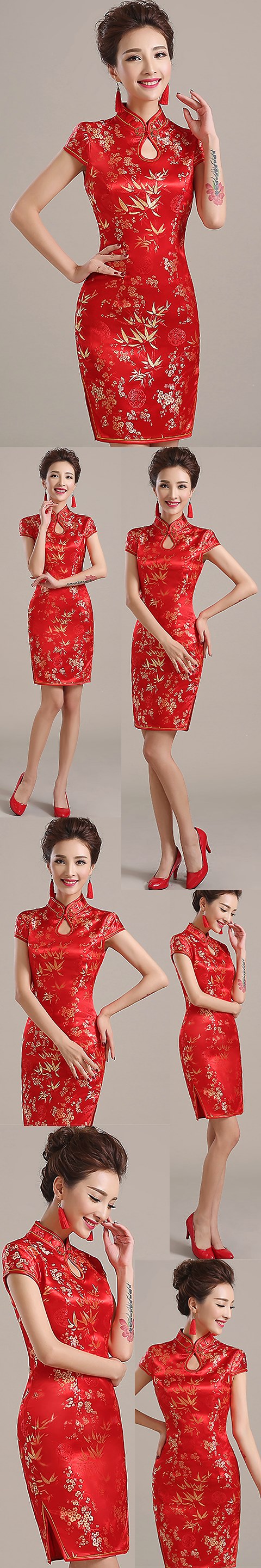 Cup-sleeve Mid-length Cheongsam (CM)