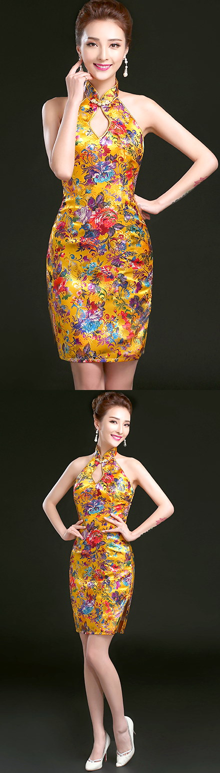 Cut-in-shoulder Magnificent Short-length Cheongsam (CM)