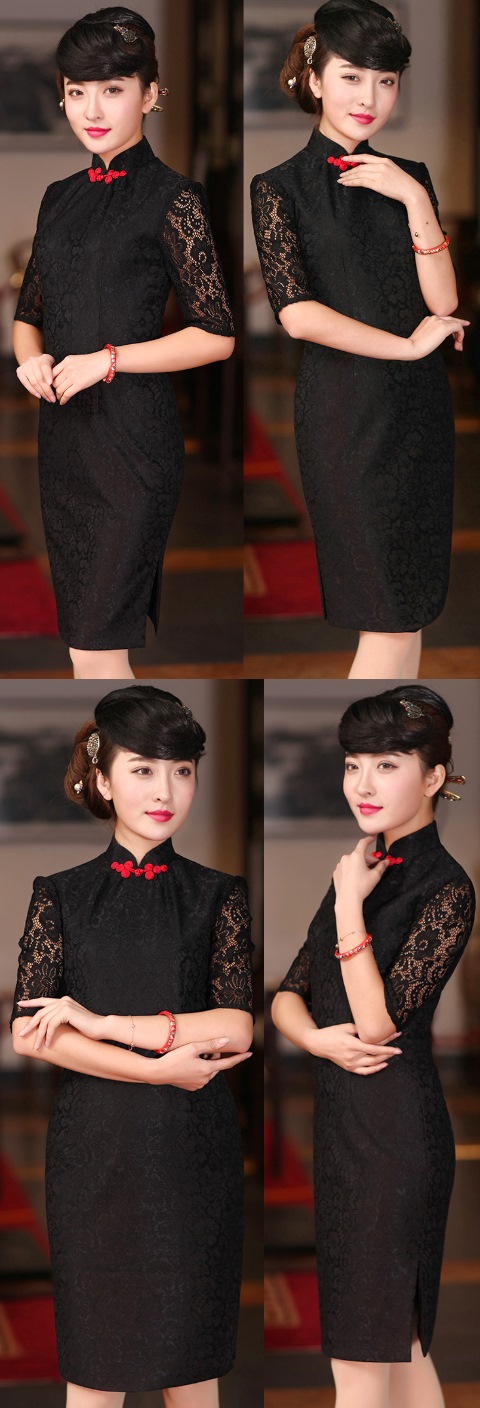 Elbow-sleeve Mid-length Cheongsam (CM)