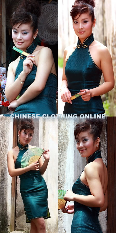 Cut-in Shoulders Bareback Mid-length Cheongsam (CM)