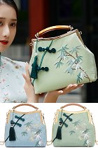 Bamboo-leave Embroidery Handbag (Multicolor)