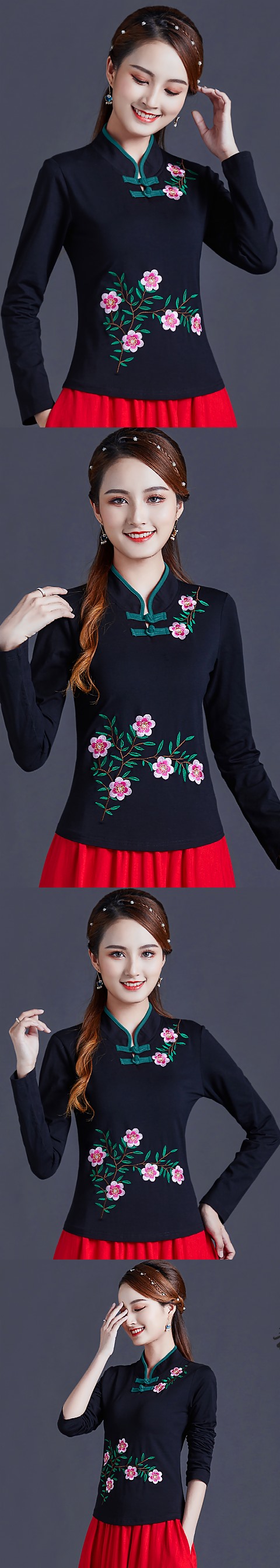 Long-sleeve Chinese Ethnic Embroidery Blouse (RM)