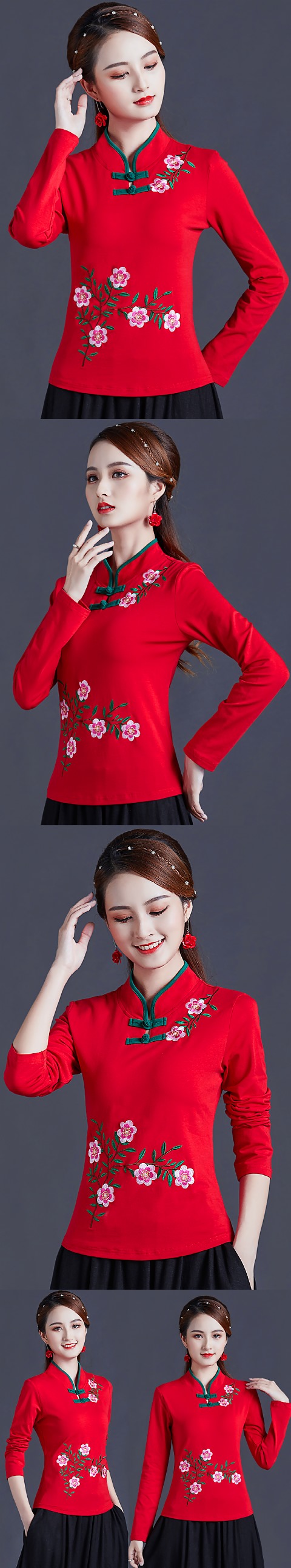 Long-sleeve Chinese Ethnic Embroidery Blouse (RM)