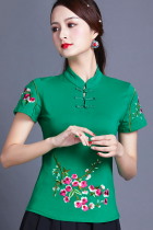 Short-sleeve Chinese Ethnic Embroidery Blouse (RM)