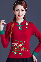 Long-sleeve Chinese Ethnic Embroidery Blouse (RM)