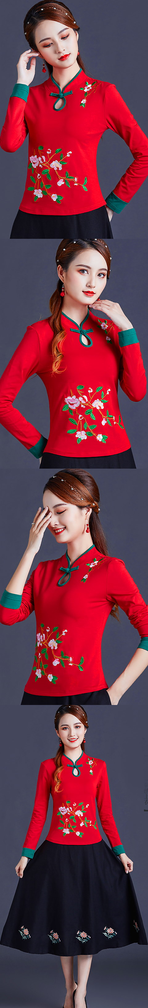 Long-sleeve Chinese Ethnic Embroidery Blouse (RM)