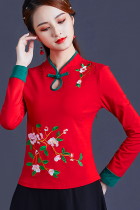 Long-sleeve Chinese Ethnic Embroidery Blouse (RM)