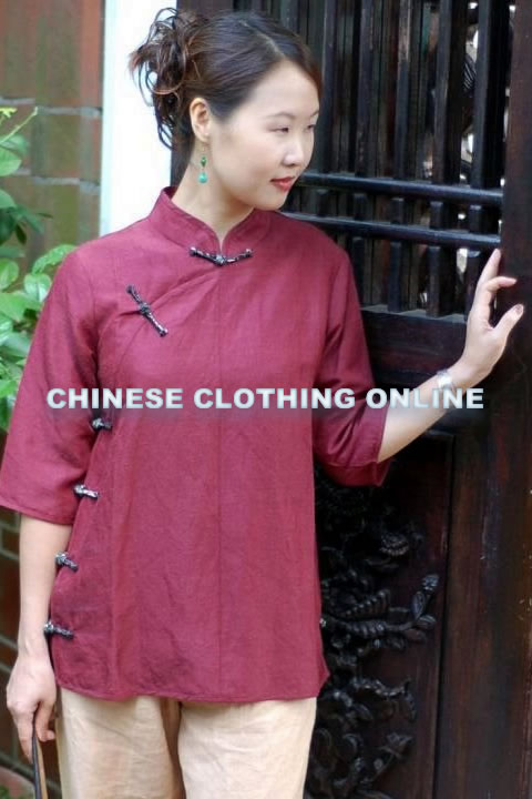 Elbow-sleeve Mandarin Blouse (CM)