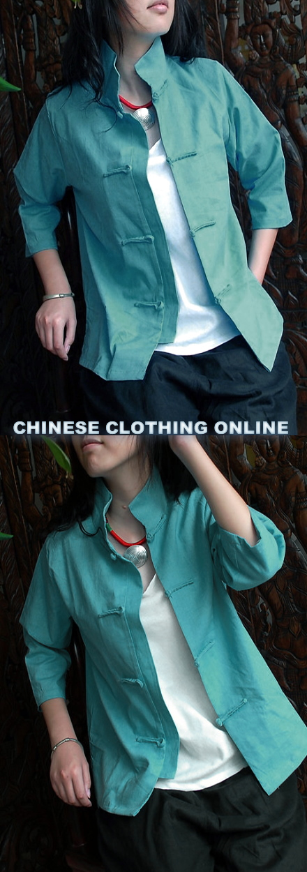 Ethnic 3/4-Sleeve High Standing Collar Blouse/Jacket (CM)