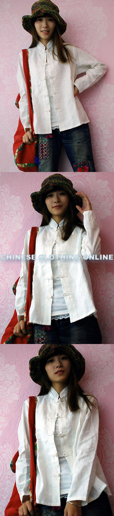 Ethnic Long-Sleeve Standing Collar Blouse/Jacket (CM)