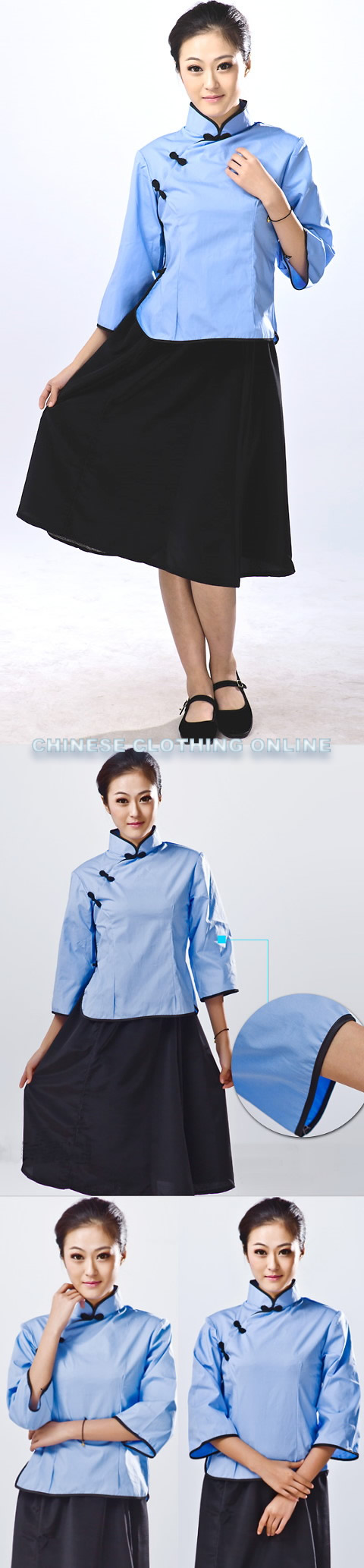 3/4-sleeve Mandarin Blouse (CM)