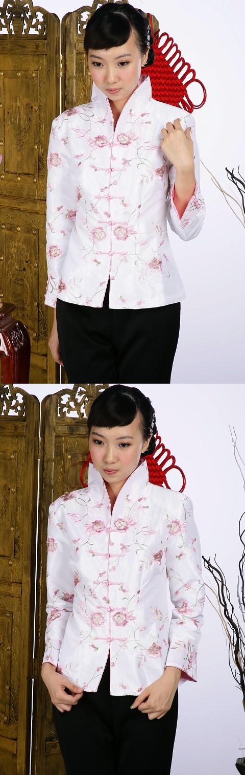 繡花中式外套（白色）