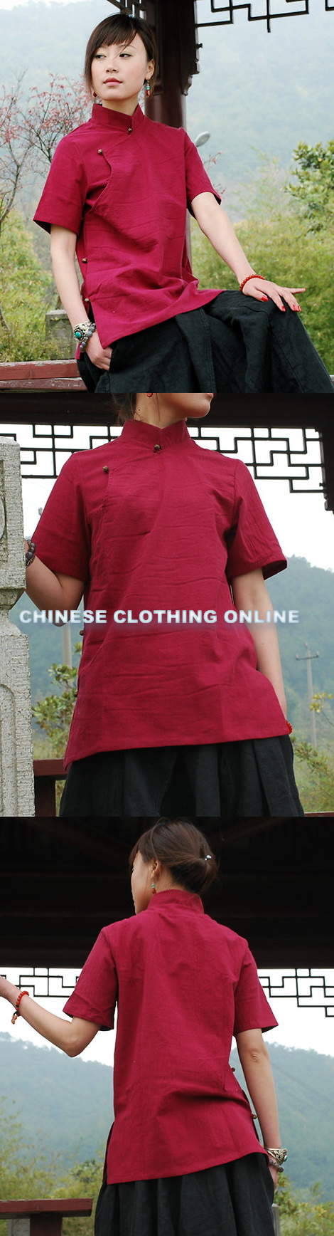 Ethnic Short-sleeve Blouse (CM)