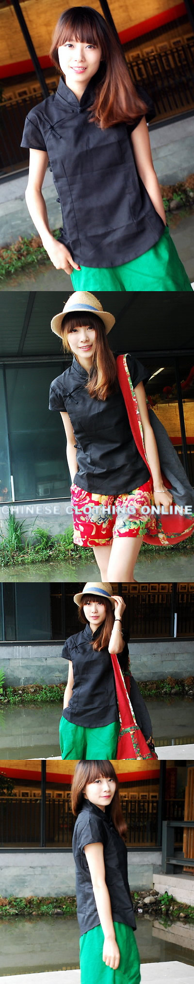 Ethnic Cup-Sleeve Standing Collar Blouse (CM)