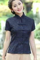 Short-sleeve Chinese Ethnic Lace Blouse (Ready-Made)