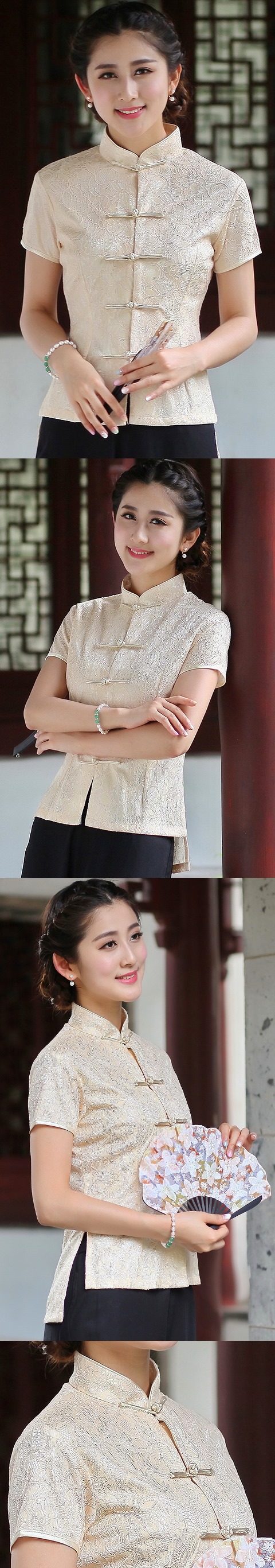 Short-sleeve Chinese Ethnic Lace Blouse (Ready-Made)