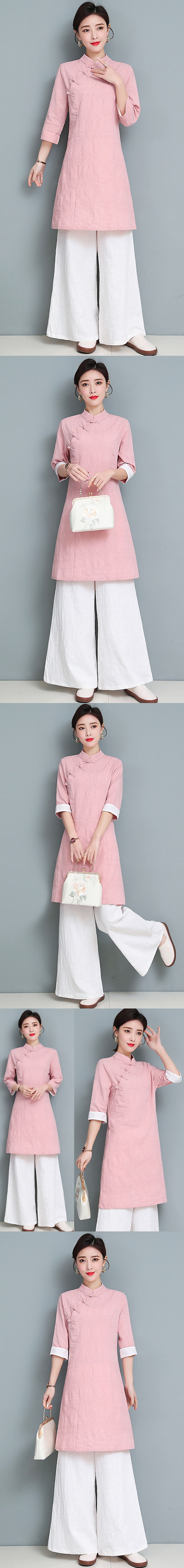 Folding-sleeve Linen Chic Ethnic EXTRA-long Suit (RM)