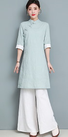 Folding-sleeve Linen Chic Ethnic EXTRA-long Suit (RM)
