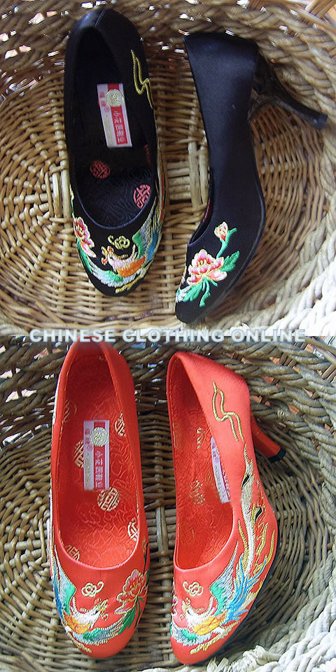 High Heel Dragon & Phoenix Embroidery Shoes (Multicolor)