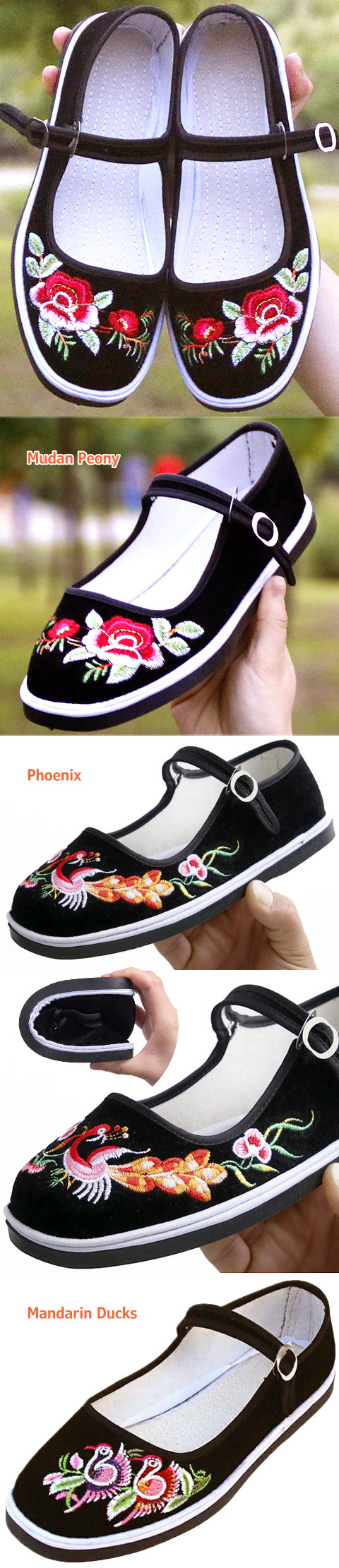 Handmade Embroidery Cloth Shoes w/ Strap