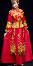 Gold/Red Evening-dress / Bridal Skirt Suit