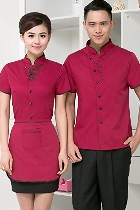 Mandarin Style Restaurant Uniform-Top (Crimson)