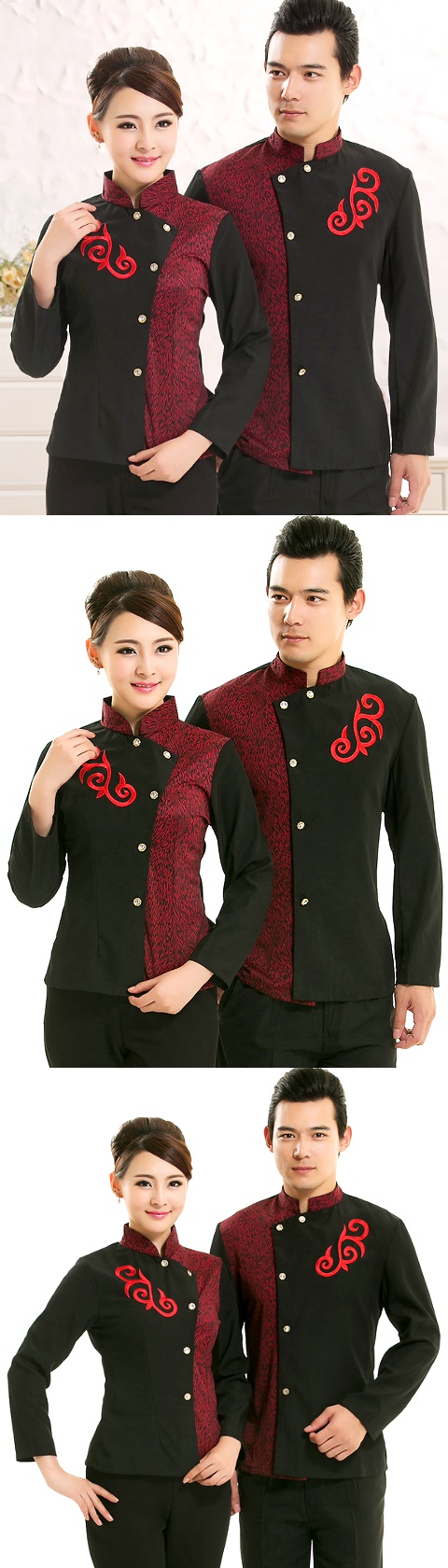 Mandarin Style Restaurant Uniform-Top (Black)