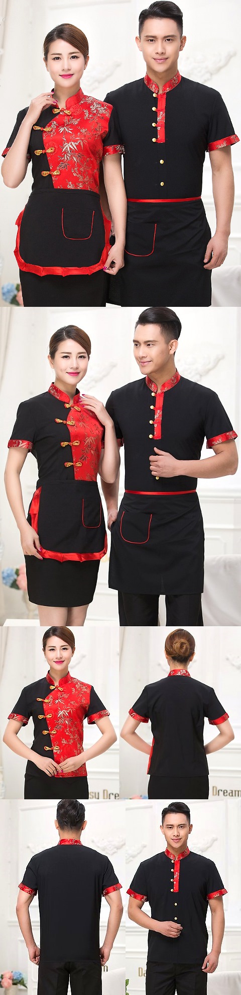 Mandarin Style Restaurant Uniform-Top (Black)