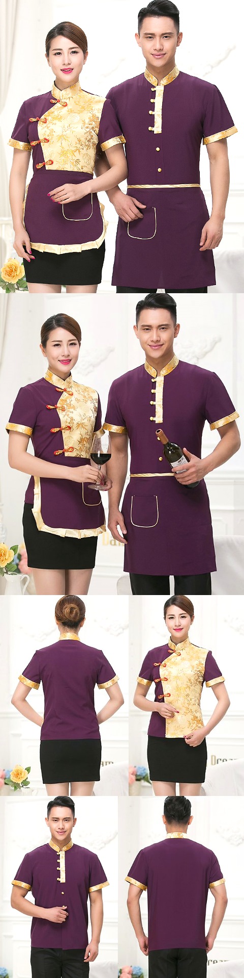中式餐館制服-上衣（紫色）